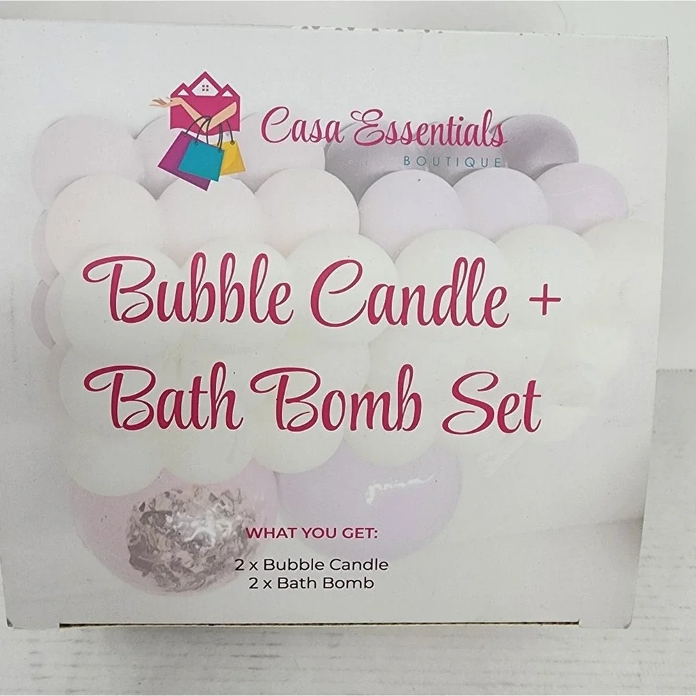 Casa Essentials‎ Bubble Candles & Bath Bomb Gift Set New Box Birthday Christmas